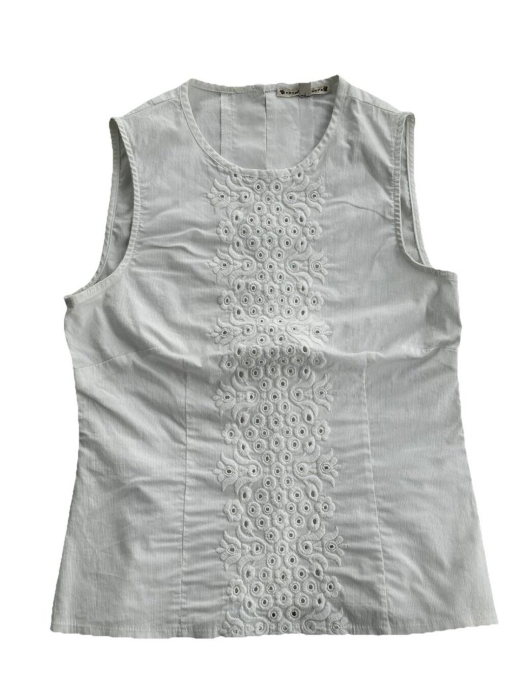 Nanette Lepore White Lace Sleeveless Blouse Open Back Tie Size 10